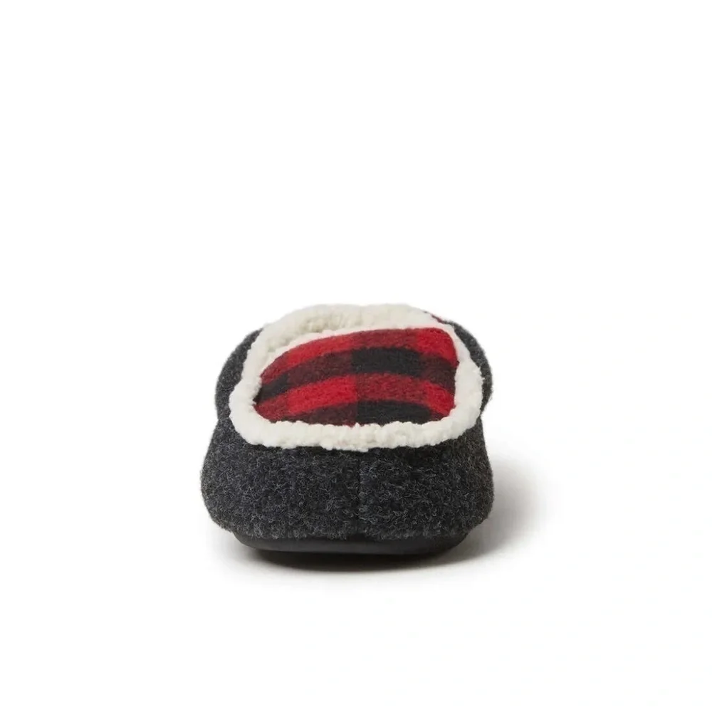 NWT Kids DEARFOAMS Hunter Felted Microwool Moccasin Slipper Buffalo Plaid 2/3